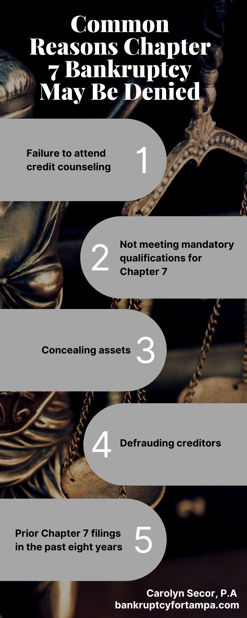Common Reasons Chapter 7 Bankruptcy May Be Denied Infographic